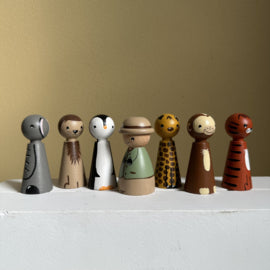 Wilde Dieren Set met Ranger - Set van 7 Pegdolls - Thema Speelset