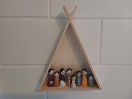 Tipi met Set Indianen Pegdolls - 8 Indianen Pegdolls - Inclusief Houten Tipi Tent