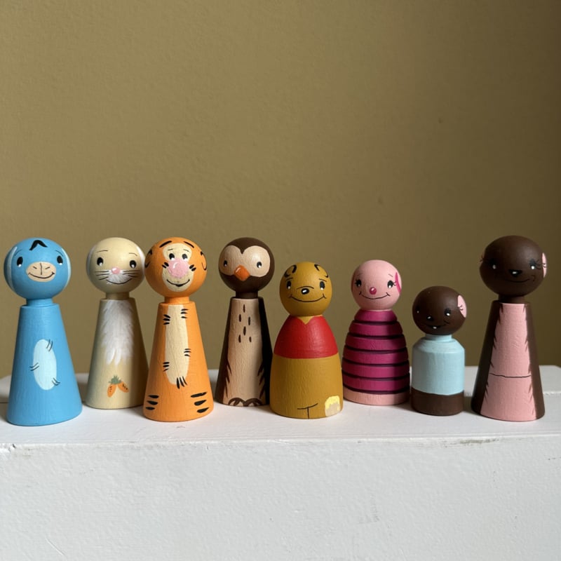 Pegdolls Winnie the Pooh - Set van 8 Pegdolls - Tekenfilm Winnie the Pooh