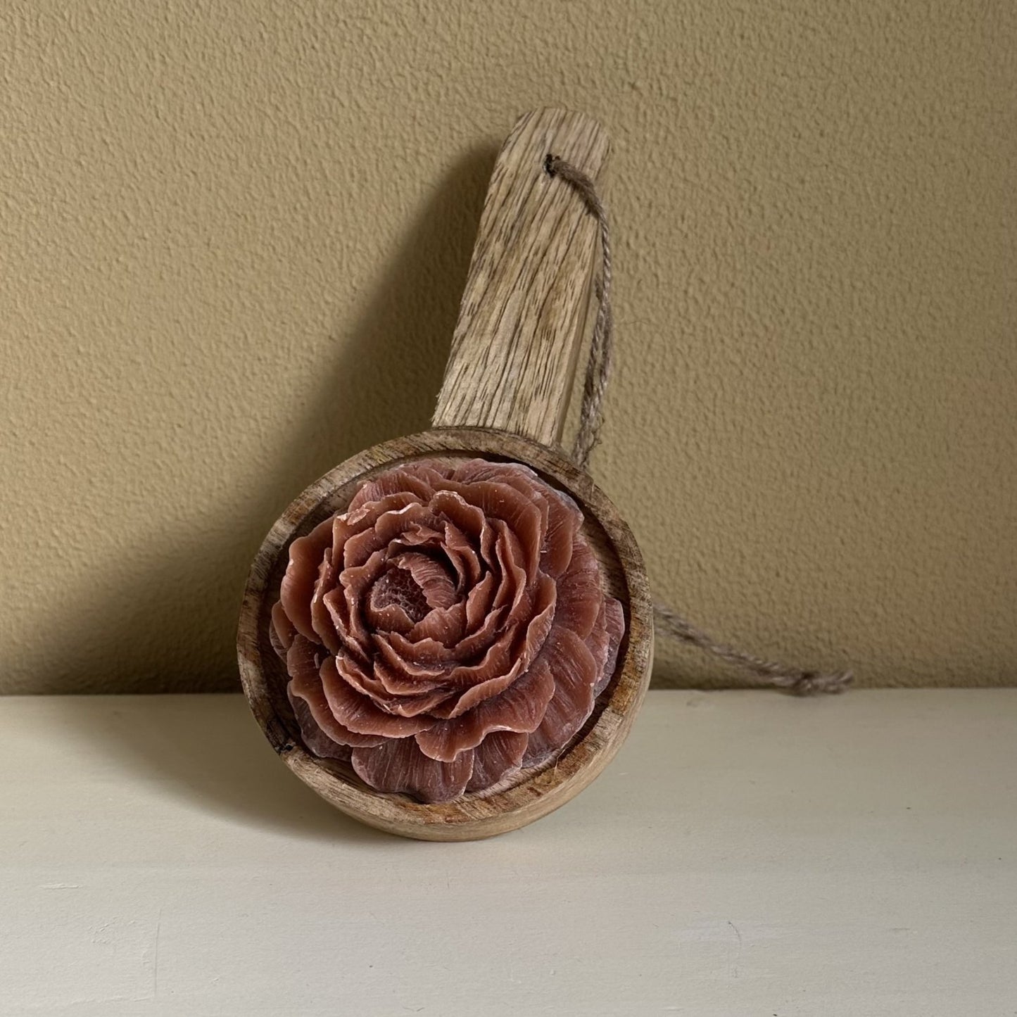 Houten Schaaltje met Geurend Amberroosje - Diverse kleuren / geuren - Cadeautje