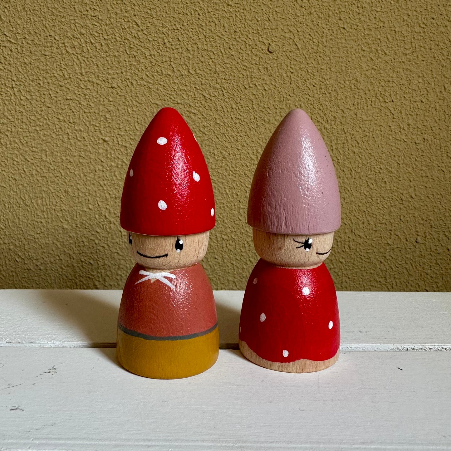 Kabouter pegdolls Herfst - Set van twee kabouters - Thema seizoentafel pegdolls