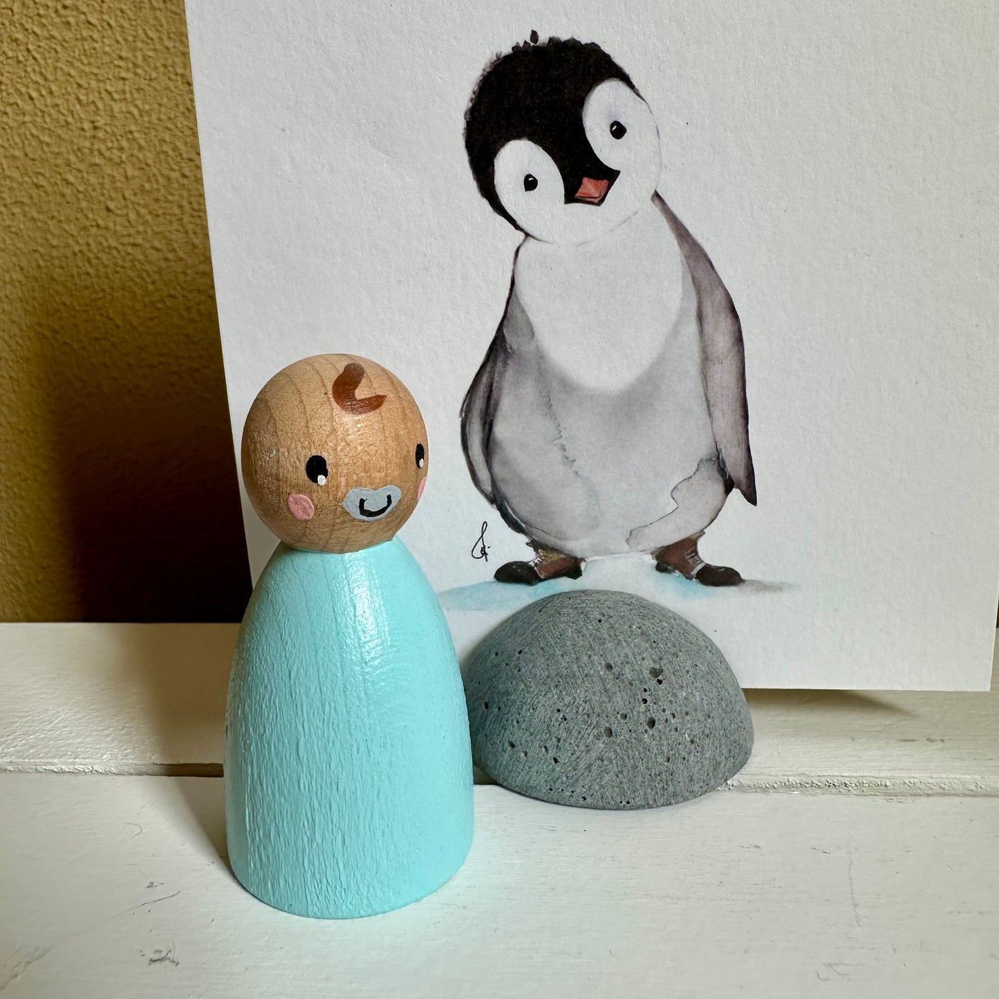Baby Pegdoll - Kaart met Standaard - Kraamcadeautje Jongen