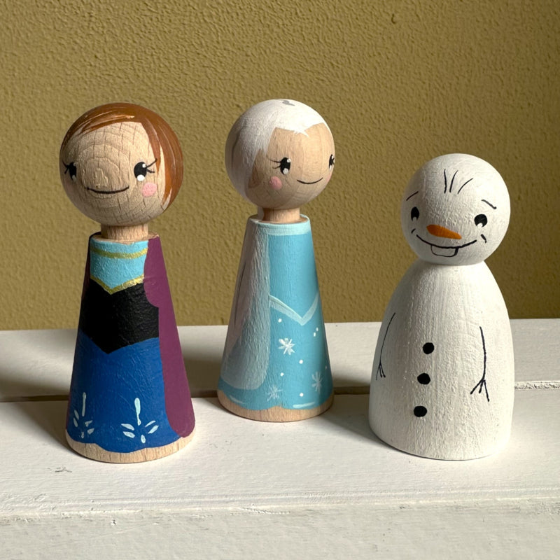 Frozen set - Elsa, Anna en Olaf Pegdolls - set van 3 pegdolls