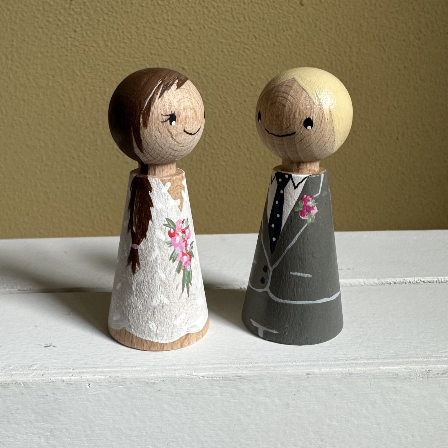 Bruidspaar Pegdolls - Set van 2 Pegdolls - Trouwen - Personalisatie