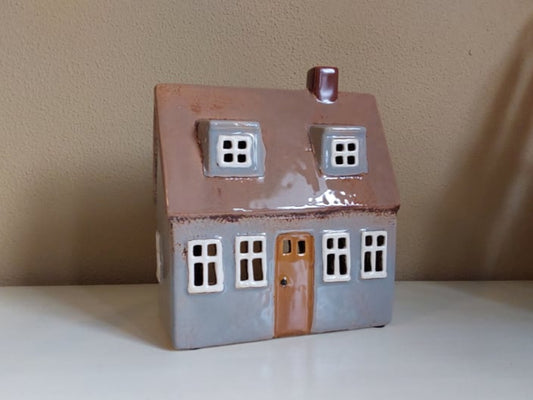 Huisje van Keramiek - Grijs - Waxinelichthouder - IB Laursen