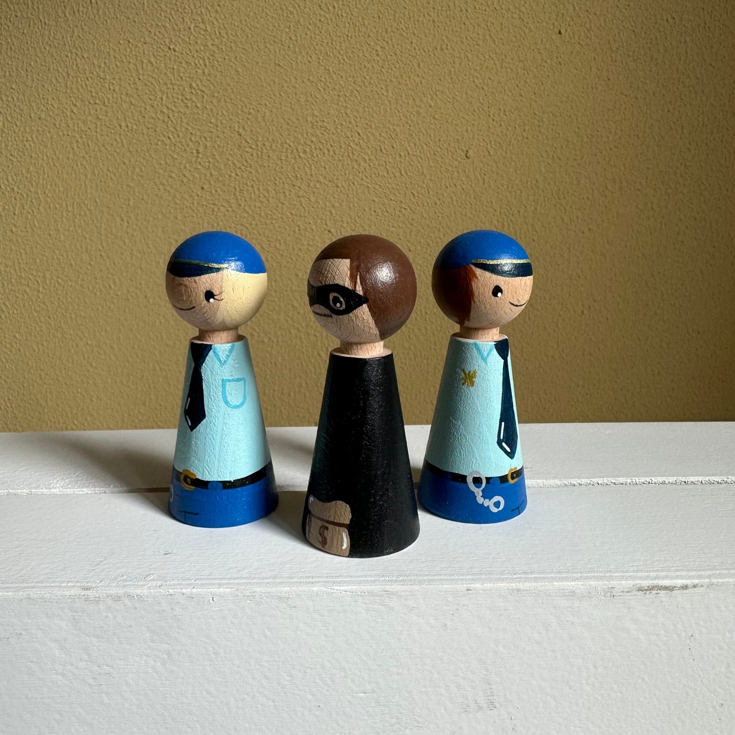 Politie Pegdoll - Set van 3 Pegdolls - Agenten en Boef
