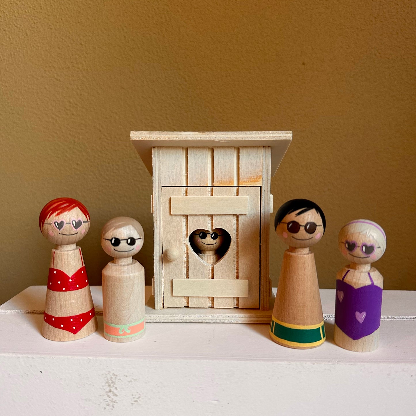 Strandhuisje met Pegdolls - Set van 5 zomer Pegdolls - Zomer Thema