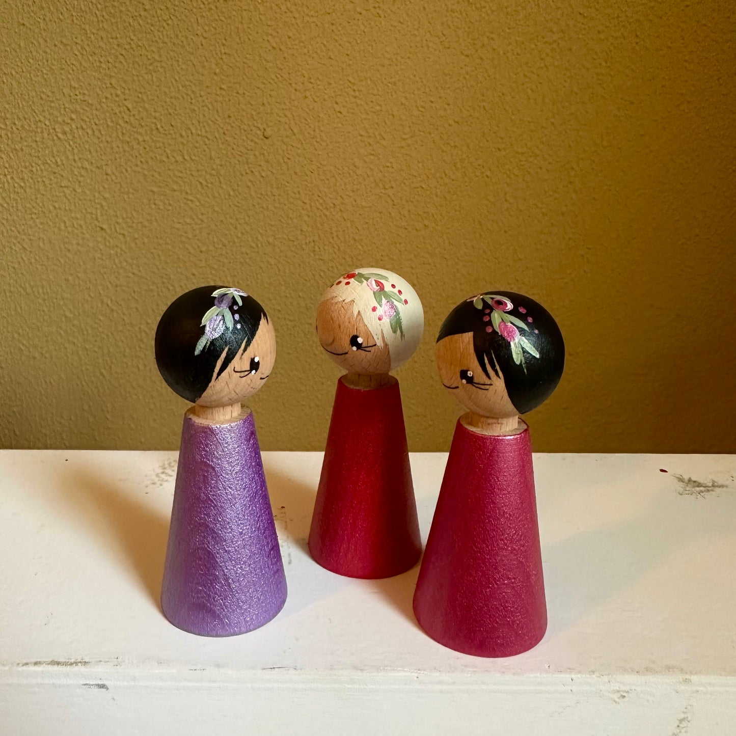 Bloemenmeisjes Metallic - set van 3 Pegdolls - Limited Edition