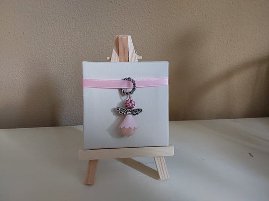 Bedeltje op Canvas - Bescherm Engeltje - Inclusief Standaard