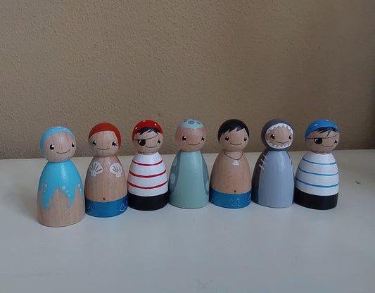 Water thema - Set van 7 water pegdolls