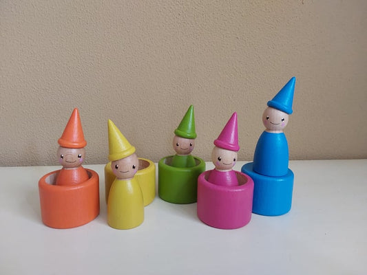 Feestpegdolls in Bakjes - Set van 5 Feest pegdolls