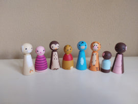 Pegdolls Winnie the Pooh - Set van 8 Pegdolls - Tekenfilm Winnie the Pooh