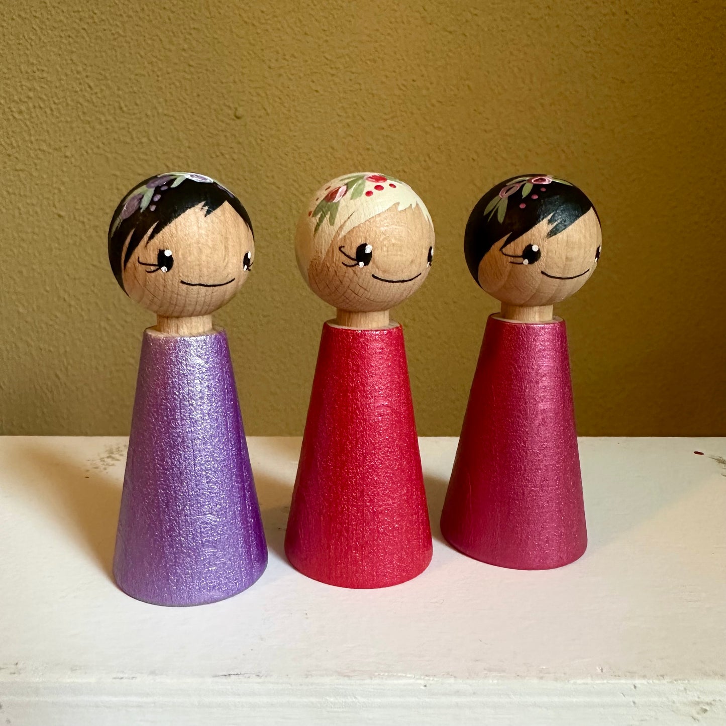 Bloemenmeisjes Metallic - set van 3 Pegdolls - Limited Edition