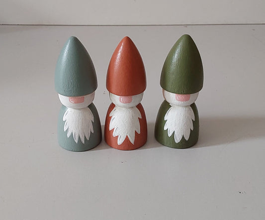 Kabouters pegdolls - Set van 3 kabouters - Thema Herfst - Seizoentafel