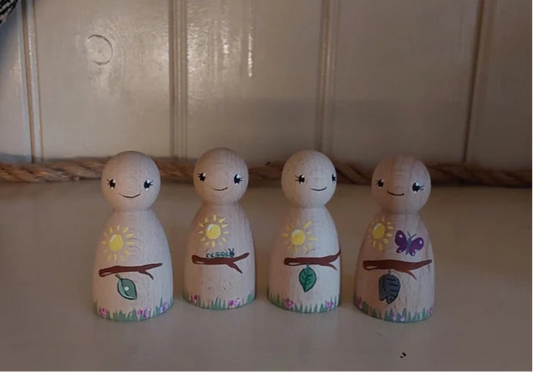 Van Eitje naar Rups naar Vlinder - Set van 4 - Groei Fases Pegdoll