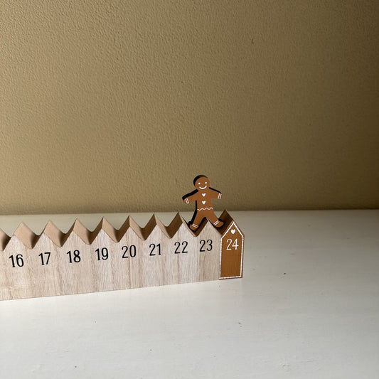Adventskalander - Houten Adventskalander met Gingerbread Men - Thema Kerstmis