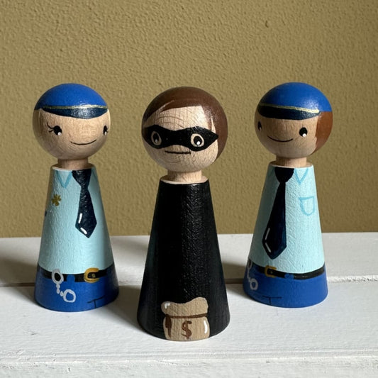 Politie Pegdoll - Set van 3 Pegdolls - Agenten en Boef