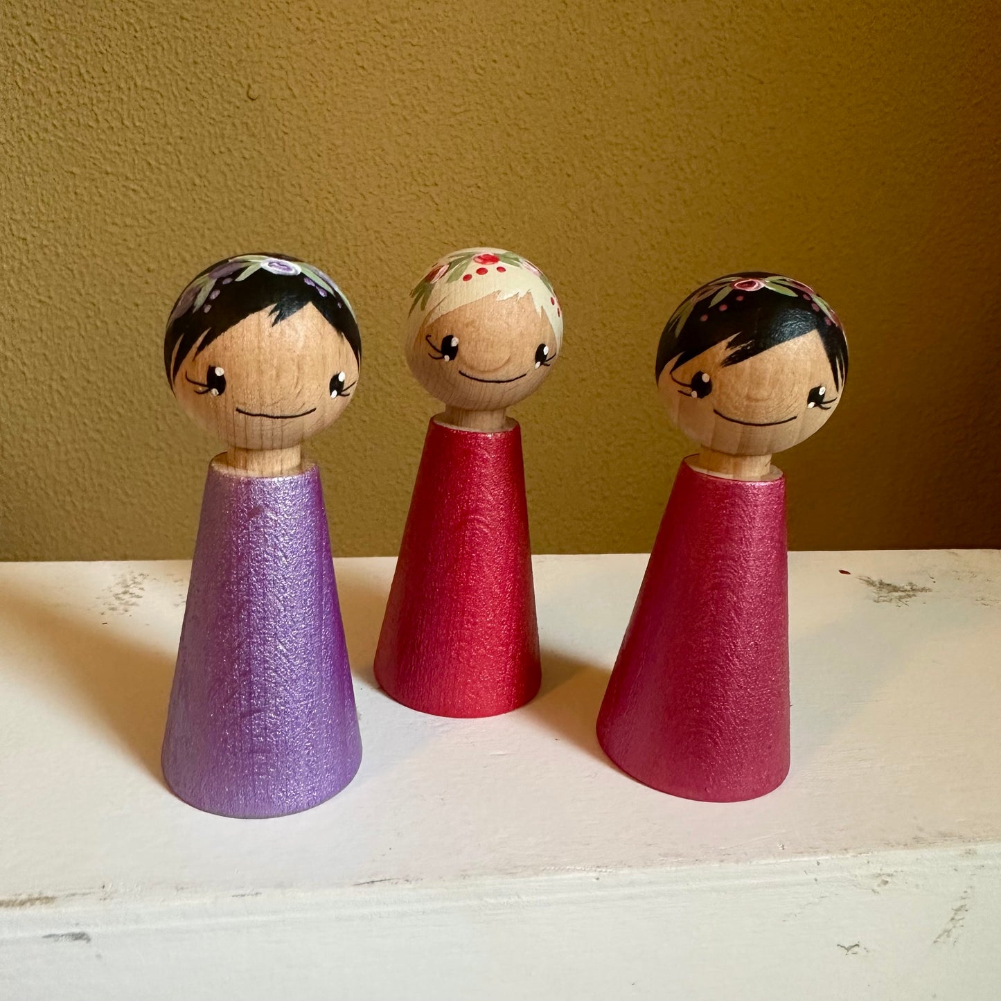 Bloemenmeisjes Metallic - set van 3 Pegdolls - Limited Edition