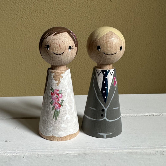 Bruidspaar Pegdolls - Set van 2 Pegdolls - Trouwen - Personalisatie