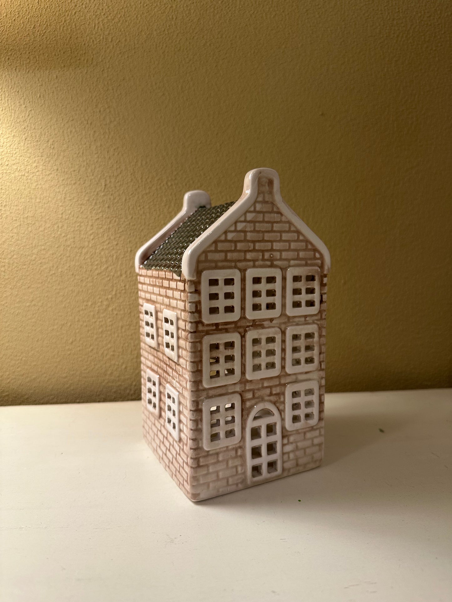 Huisje van Keramiek - Grijs Groen - Waxinelichthouder