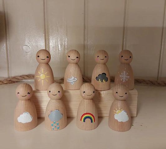 Weer Thema - Set van 8 Weer Pegdolls