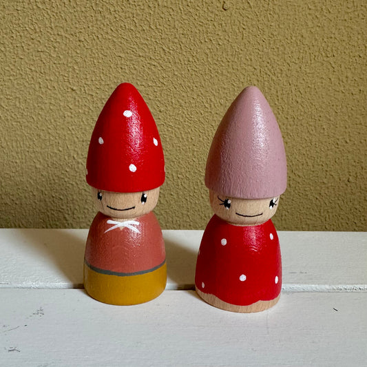 Kabouter pegdolls Herfst - Set van twee kabouters - Thema seizoentafel pegdolls
