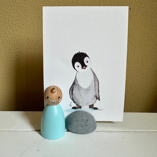 Baby Pegdoll - Kaart met Standaard - Kraamcadeautje Jongen