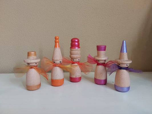 Hoed en Sjaal - Set van 5 Pegdolls - Los Verkrijgbaar