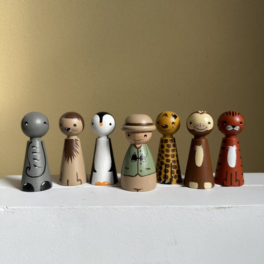 Wilde Dieren Set met Ranger - Set van 7 Pegdolls - Thema Speelset
