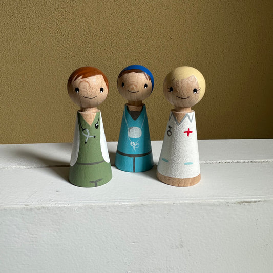 Ziekenhuis Pegdolls - Set van 3 Pegdolls - Thema Ziek zijn