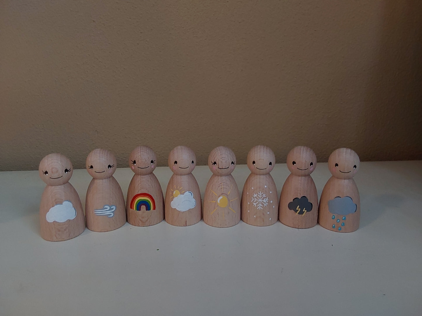 Weer Thema - Set van 8 Weer Pegdolls