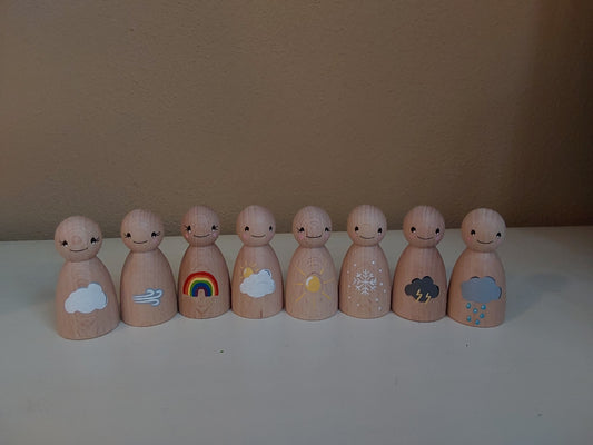 Weer Thema - Set van 8 Weer Pegdolls