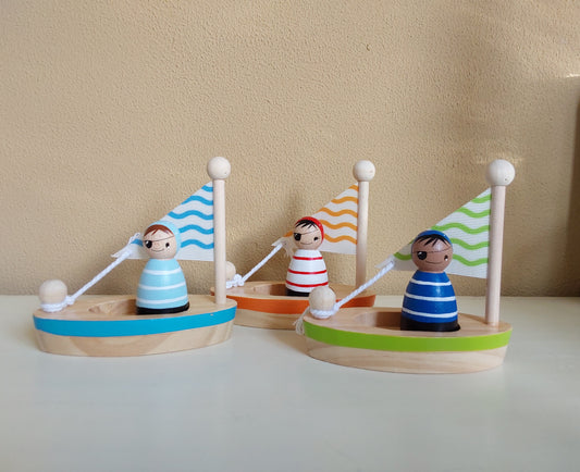 Houten Bootje met Piraat - Set Piraat & Boot - Speelset