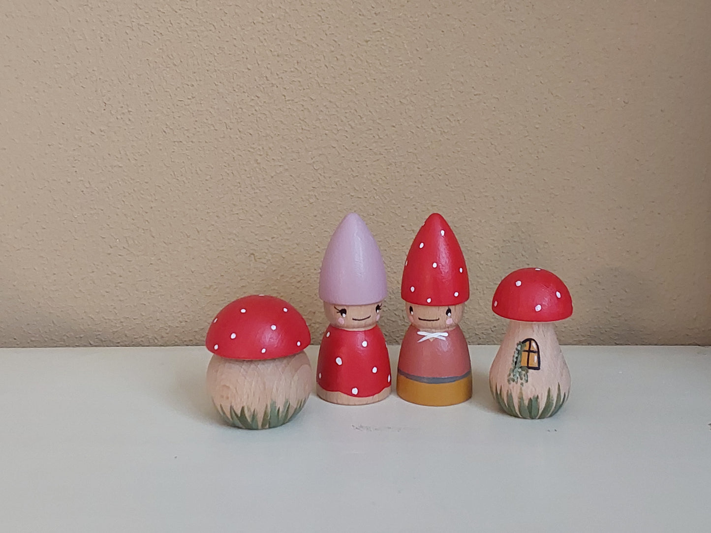 Herfst Kabouters & Paddenstoelen - Set van 2 Kabouters en 2 Paddenstoelen - Herfst set