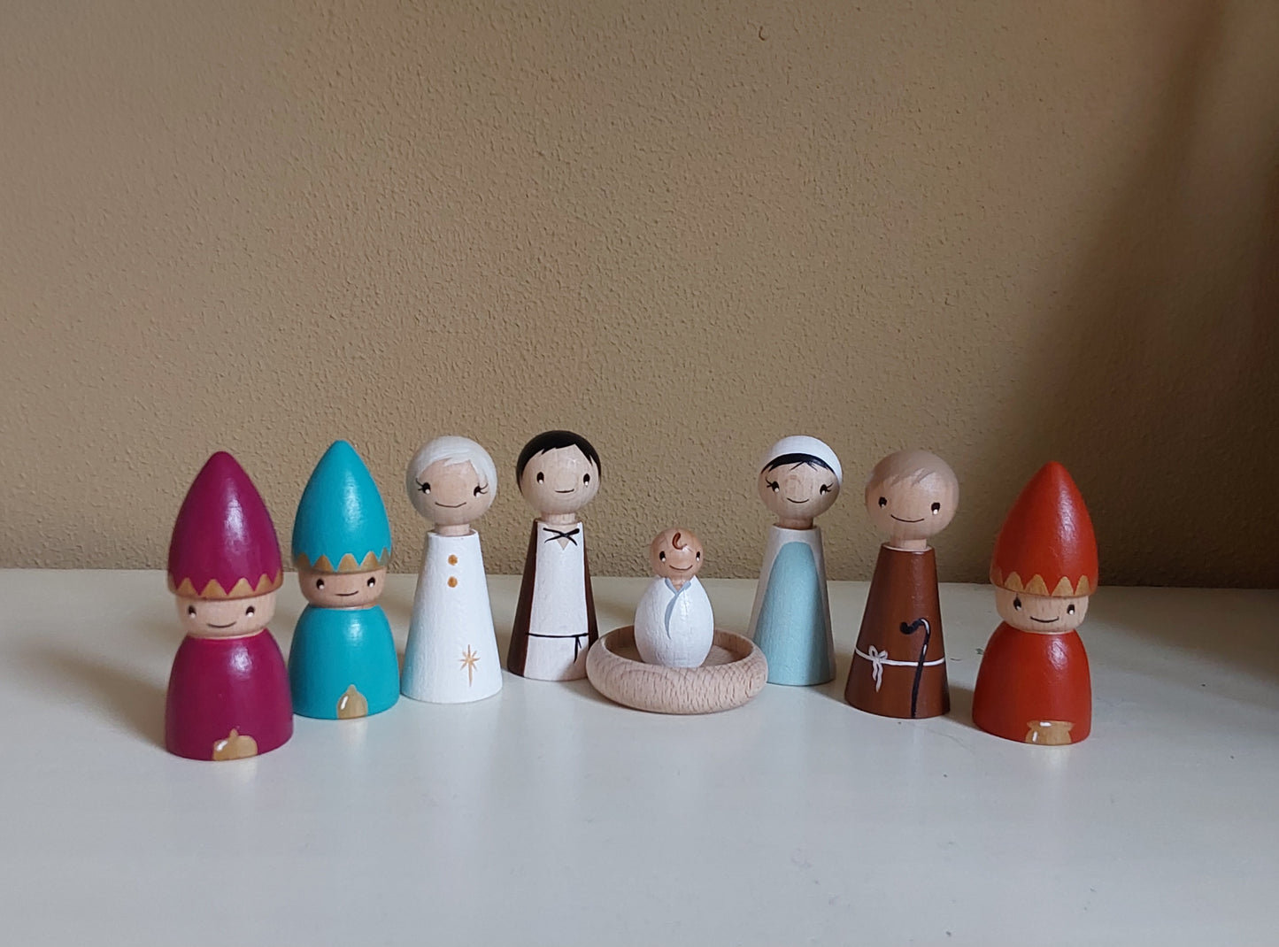 Pegdolls voor Kerststal - Figuren voor Kerststal - Thema Kerstmis
